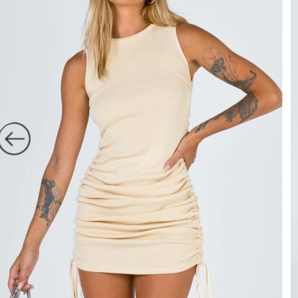 Lioness Military Minds Mini Dress in Beige NWT